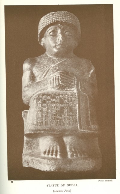STATUE OF GUDEA<br> (<i>Louvre, Paris</i>)<br> Photo. Mansell